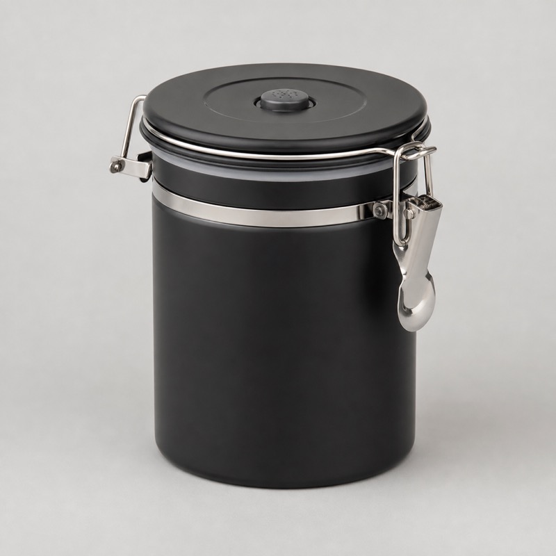 Boîte de conservation opaque avec couvercle à levier et valve de dégazage