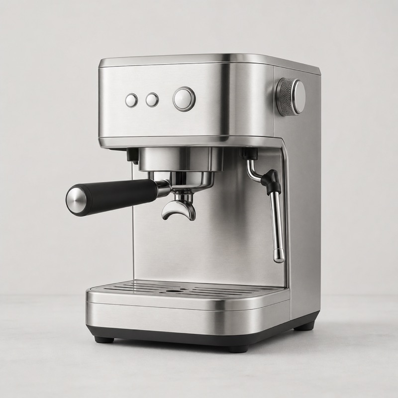 Stainless steel semi-automatic espresso machine with a portafilter